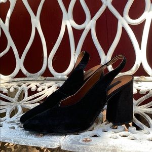 Topshop suede black block heels